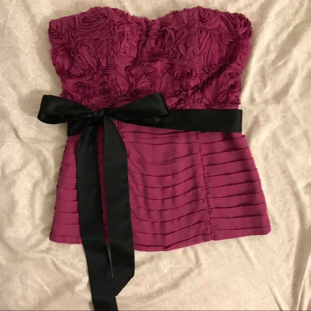 Bebe pink rosette top w/detachable sash